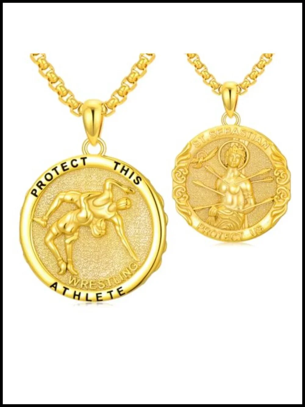St Sebastian Pendant Necklace 925 Sterling Silver Gold Plated Men Women